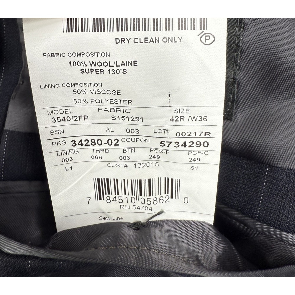 Saks Fifth Avenue Blazer Mens 42R Black Striped Super 130s Wool Loro Piana Coat - Picture 13 of 16